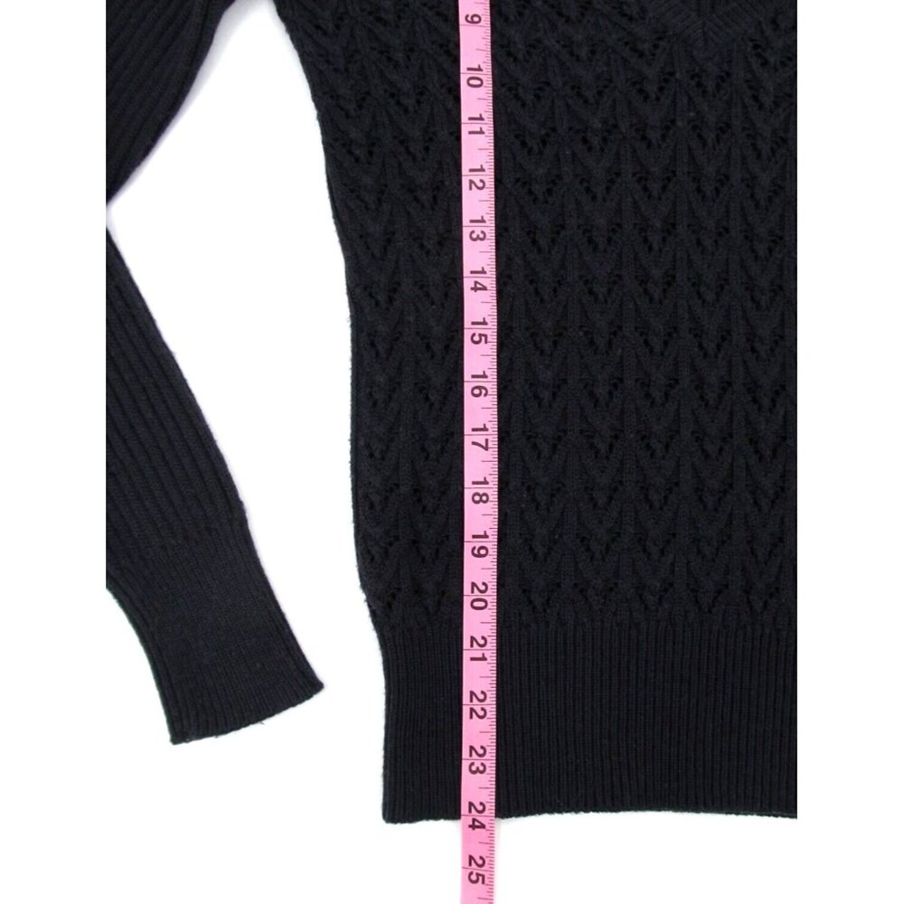 Vintage The Limited Sweater Womens Small Navy Blue Cable Knit V-Neck Wool Y2K - Picture 8 of 12